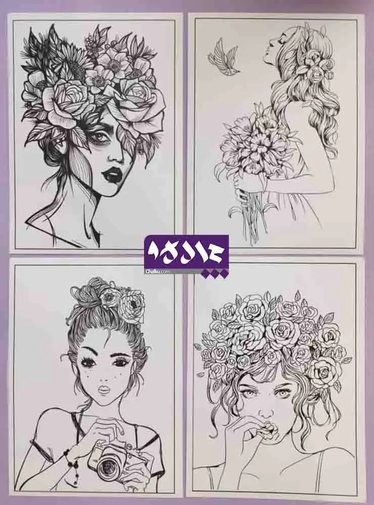 پک رنگ آمیزی بزرگسالان مدل ژینا