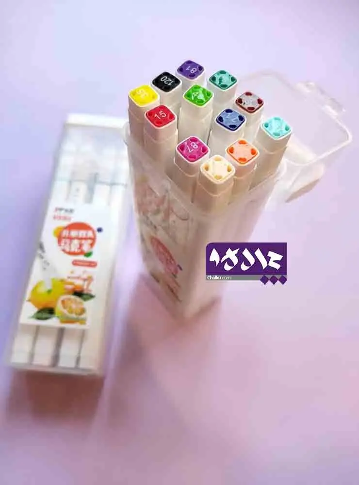 ماژیک نقاشی و طراحی دو سر ۱۲ رنگ حرفه‌ای