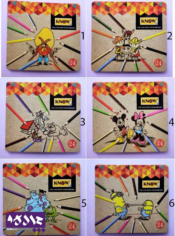 مداد رنگی 24 رنگ Know جعبه فلزی